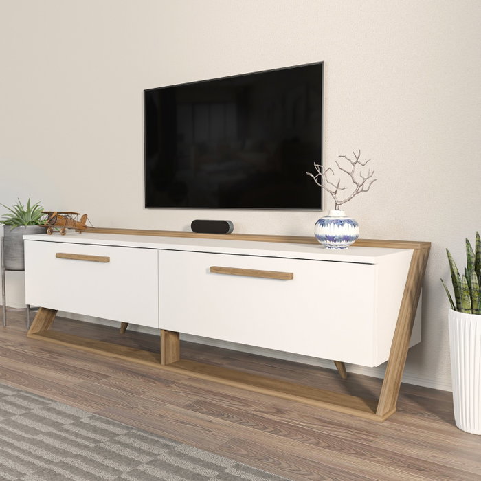 Hanah Home Soporte de TV Astrid Blanco y Nogal